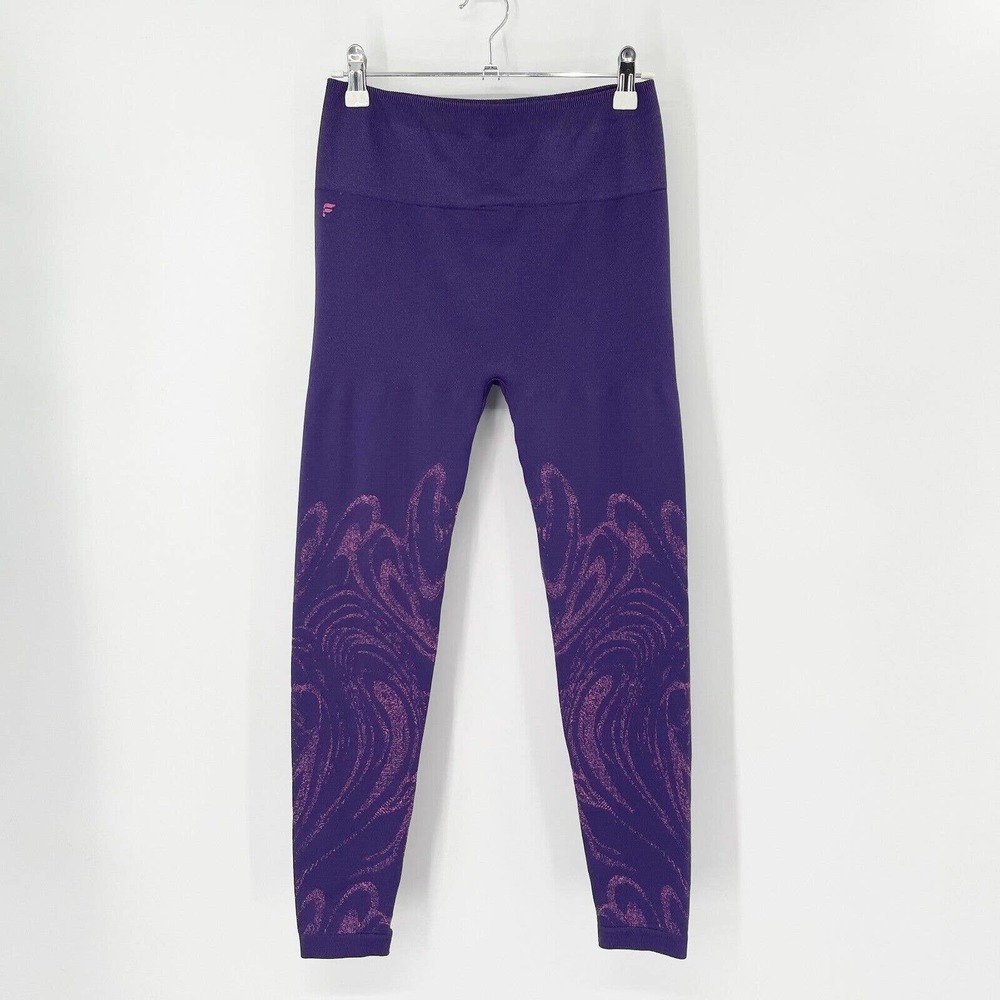 Fabletics Indigo Swirl Seamless Yoga Leggings Sz M Purple High Waisted Stretch